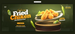 香酥炸鸡腿折扣横幅ps素材
